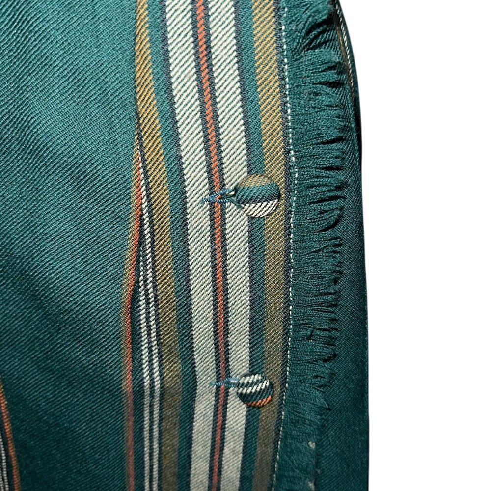 Vintage ALJEAN Canada 100% Green Plaid Wool Pleated Academia Wrap Skirt ~ Size M - Picture 6 of 10
